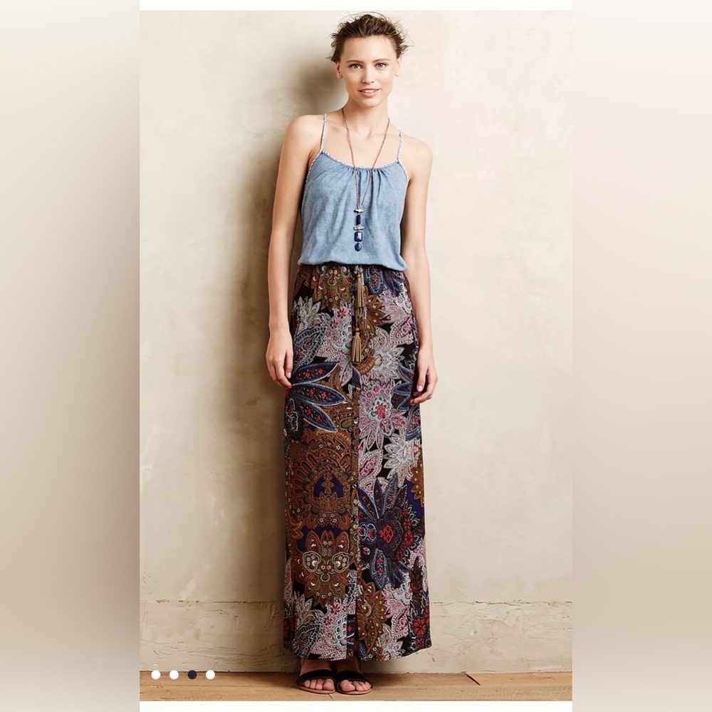 Anthropologie Vanessa Virginia Petaled Paisley Maxi Skirt size Large